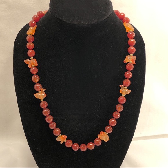 Vintage Carnelian Bead Necklace with Fetishes - Picture 7 of 9